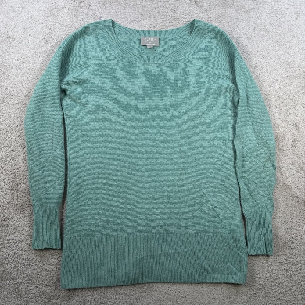 Pure Collection Sweater Womens 4 Small Teal Blue 100% Cashmere Soft Pullover
